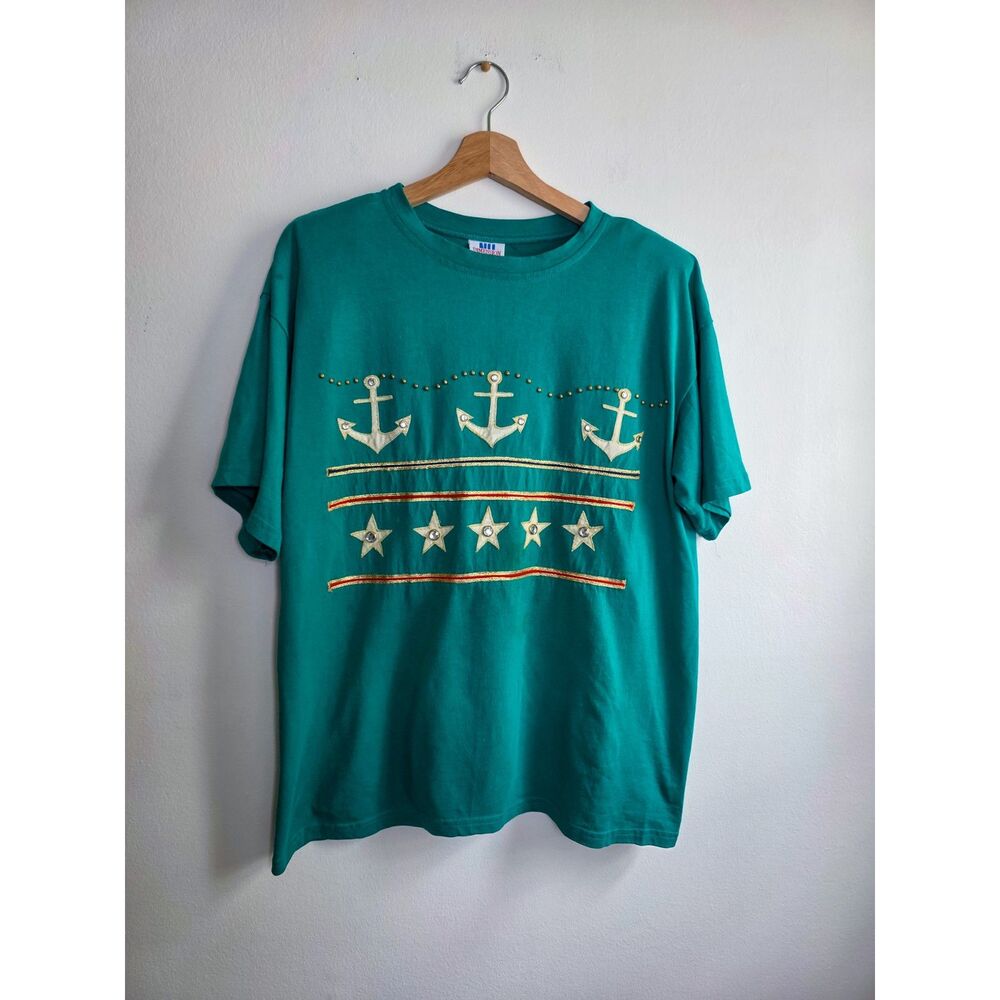 Vintage Nu Dimension Embellished Anchor Nautical Tee